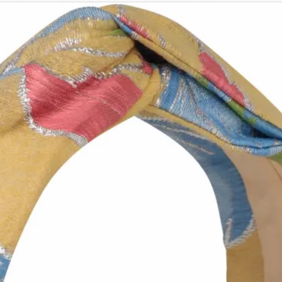 Autumn Adeigbo Yellow Brokade Knotted Headband - Picture 3 of 14